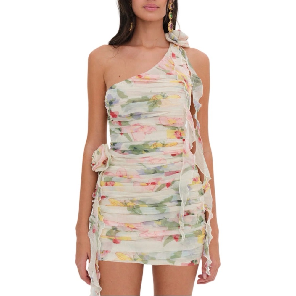 NWT For Love and Lemons Abby One Shoulder Mini Dress